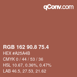 カラーコード: RGB 162 90.8 75.4 | qconv.com