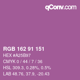 カラーコード: RGB 162 91 151 | qconv.com