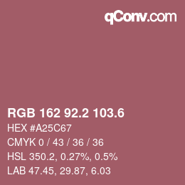 カラーコード: RGB 162 92.2 103.6 | qconv.com