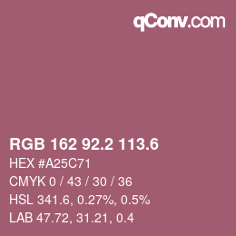 カラーコード: RGB 162 92.2 113.6 | qconv.com