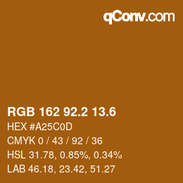 カラーコード: RGB 162 92.2 13.6 | qconv.com
