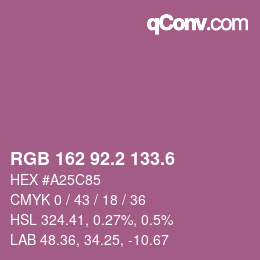 カラーコード: RGB 162 92.2 133.6 | qconv.com