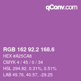 カラーコード: RGB 162 92.2 168.6 | qconv.com