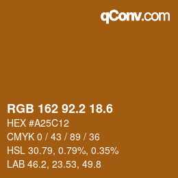カラーコード: RGB 162 92.2 18.6 | qconv.com