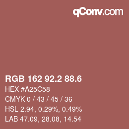カラーコード: RGB 162 92.2 88.6 | qconv.com