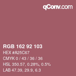 カラーコード: RGB 162 92 103 | qconv.com