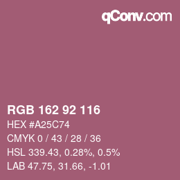 カラーコード: RGB 162 92 116 | qconv.com