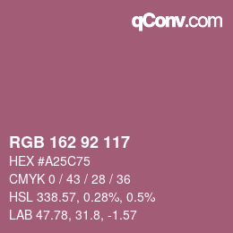 Color code: RGB 162 92 117 | qconv.com