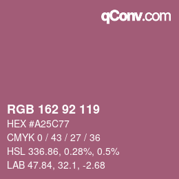 カラーコード: RGB 162 92 119 | qconv.com
