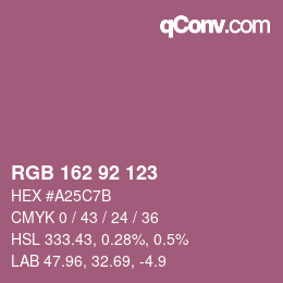 カラーコード: RGB 162 92 123 | qconv.com