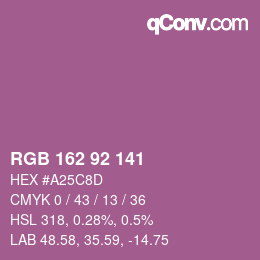 カラーコード: RGB 162 92 141 | qconv.com
