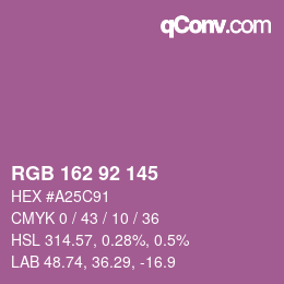颜色代码: RGB 162 92 145 | qconv.com