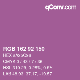 カラーコード: RGB 162 92 150 | qconv.com