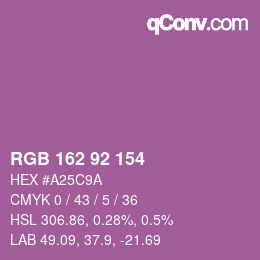 カラーコード: RGB 162 92 154 | qconv.com