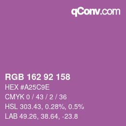 カラーコード: RGB 162 92 158 | qconv.com