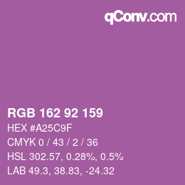 カラーコード: RGB 162 92 159 | qconv.com