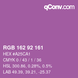 カラーコード: RGB 162 92 161 | qconv.com
