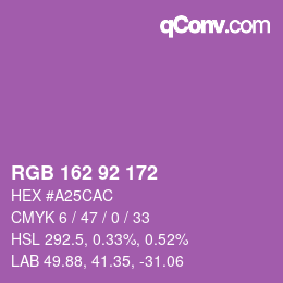 カラーコード: RGB 162 92 172 | qconv.com