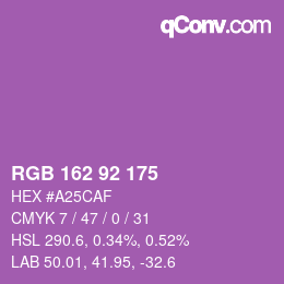 カラーコード: RGB 162 92 175 | qconv.com
