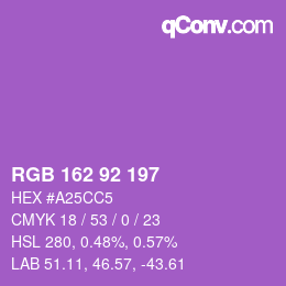 カラーコード: RGB 162 92 197 | qconv.com