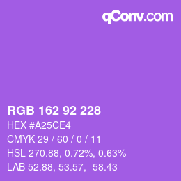 カラーコード: RGB 162 92 228 | qconv.com