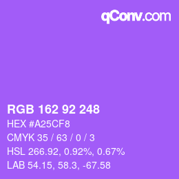 カラーコード: RGB 162 92 248 | qconv.com