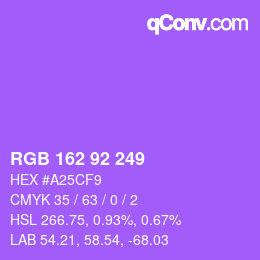 カラーコード: RGB 162 92 249 | qconv.com