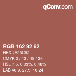 Color code: RGB 162 92 82 | qconv.com