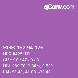 Color code: RGB 162 94 176 | qconv.com