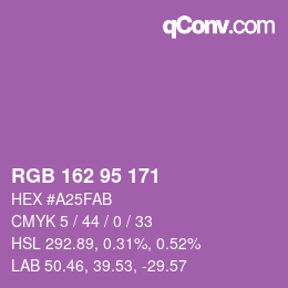 Farbcode: RGB 162 95 171 | qconv.com