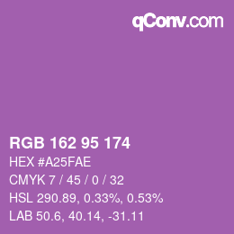 カラーコード: RGB 162 95 174 | qconv.com