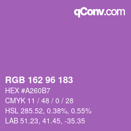 Color code: RGB 162 96 183 | qconv.com