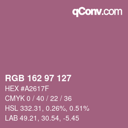 Farbcode: RGB 162 97 127 | qconv.com