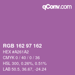Color code: RGB 162 97 162 | qconv.com