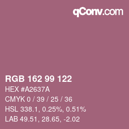 Farbcode: RGB 162 99 122 | qconv.com