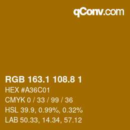 カラーコード: RGB 163.1 108.8 1 | qconv.com