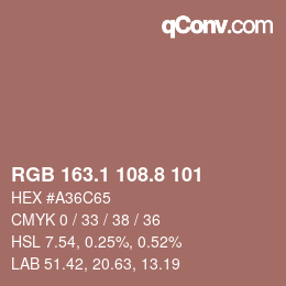 Color code: RGB 163.1 108.8 101 | qconv.com