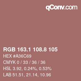 Color code: RGB 163.1 108.8 105 | qconv.com