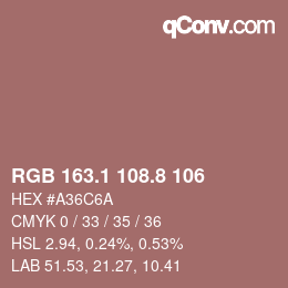 Color code: RGB 163.1 108.8 106 | qconv.com