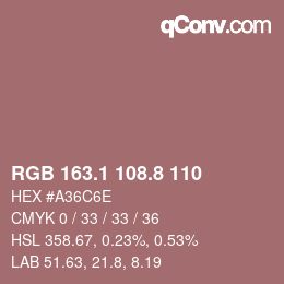 Color code: RGB 163.1 108.8 110 | qconv.com