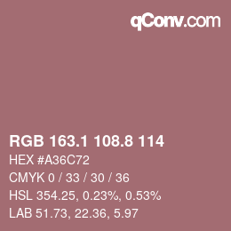 Color code: RGB 163.1 108.8 114 | qconv.com