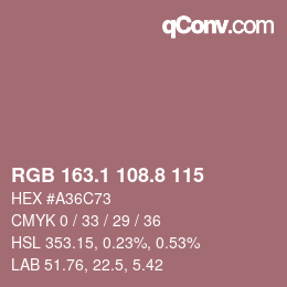 Color code: RGB 163.1 108.8 115 | qconv.com