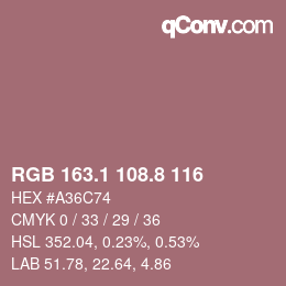 Color code: RGB 163.1 108.8 116 | qconv.com