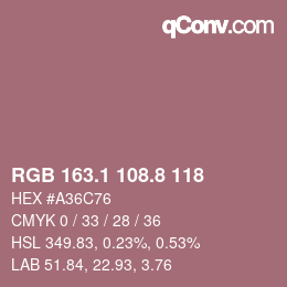 Farbcode: RGB 163.1 108.8 118 | qconv.com