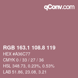 Color code: RGB 163.1 108.8 119 | qconv.com