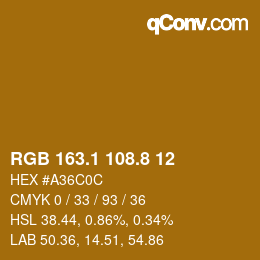 Color code: RGB 163.1 108.8 12 | qconv.com