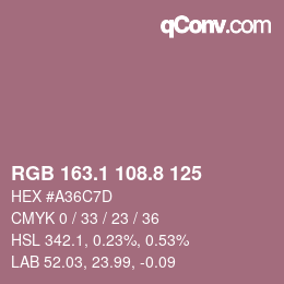Color code: RGB 163.1 108.8 125 | qconv.com