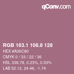 カラーコード: RGB 163.1 108.8 128 | qconv.com