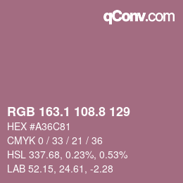 Farbcode: RGB 163.1 108.8 129 | qconv.com