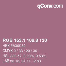 カラーコード: RGB 163.1 108.8 130 | qconv.com